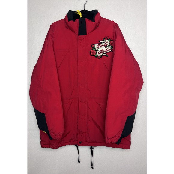 Marlboro Country Store Vintage Ski Puffer Jacket Red Size Medium Lady Rider Rose - Picture 1 of 13